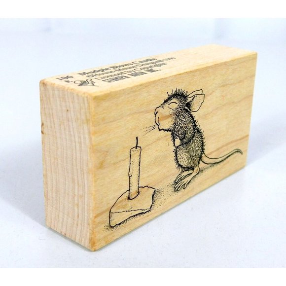 House Mouse Designs 1999 Mudpie Blows Candle Stamp Rosa Mounted Rubber Stamp - Picture 2 of 6